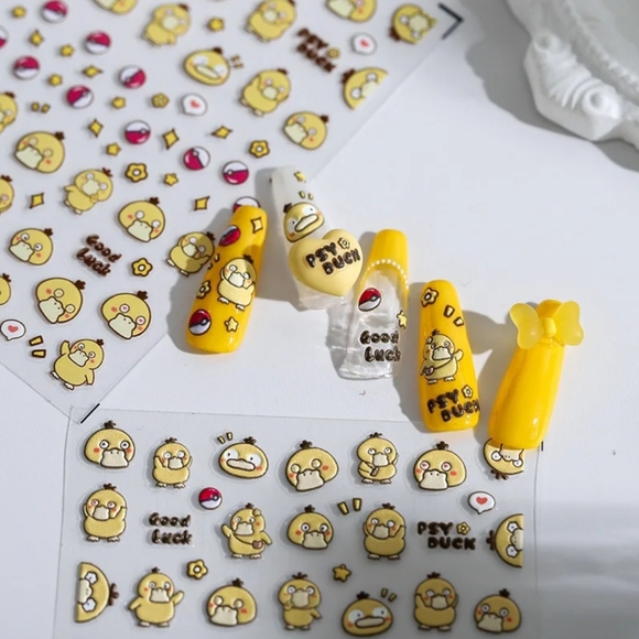 ⭐4/$15 Psyduck 5D Embossed Nail Art Stickers - Picture 3 of 5